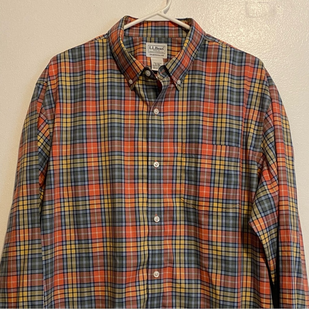 L.L. Bean Men's Multicolor Plaid Shirt Size XL Reg Traditional Fit LongSleeve